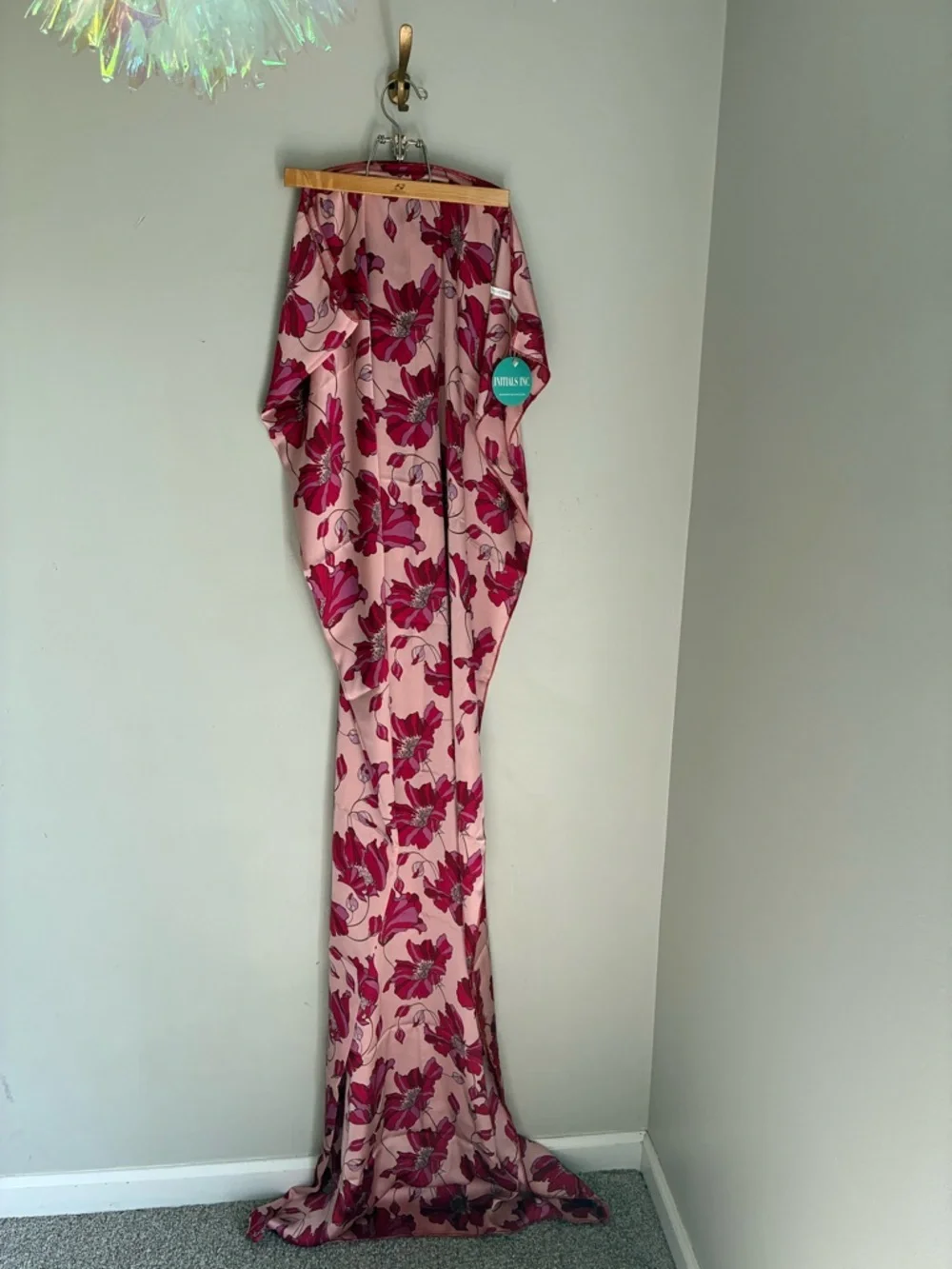 Initials Inc Very Large Floral Satin‎ Scarf Wrap Initial “M”